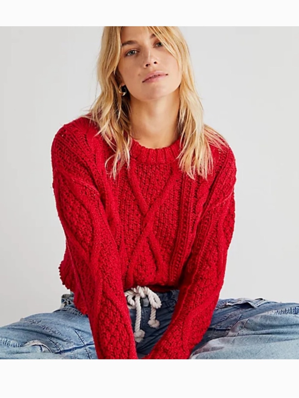 Free People Cutting Edge Cable Pullover